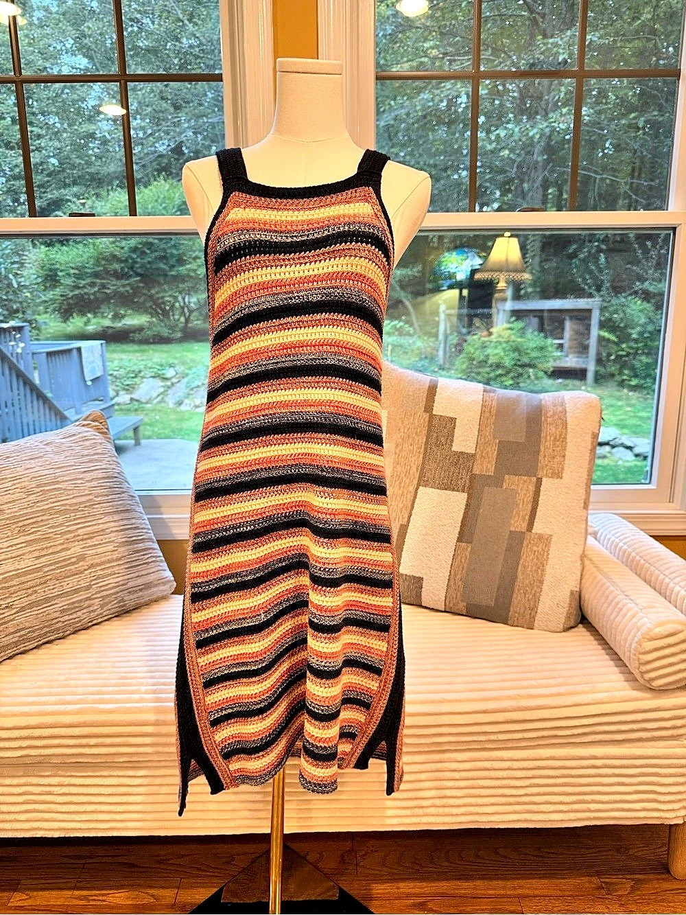 Free People “Retro Ruby” striped Crochet Dress Size Small